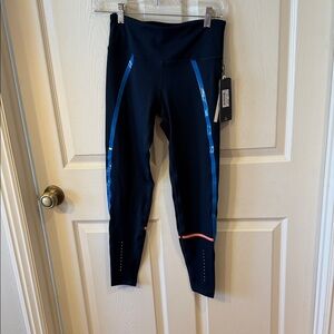 Lilybod Sienna Navy Leggings with Blue and Coral Trim Sz S.  NWT. Box10